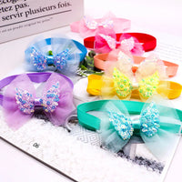 10pcs Lace Dog Bowties Sequin Angel Wing Fashion