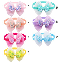 10pcs Lace Dog Bowties Sequin Angel Wing Fashion