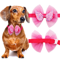 10pcs Lace Dog Bowties Sequin Angel Wing Fashion