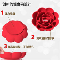 Pet Supplies Silicone Slow Food Bowl Rose Shape