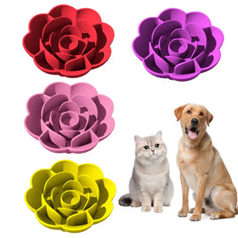 Pet Supplies Silicone Slow Food Bowl Rose Shape