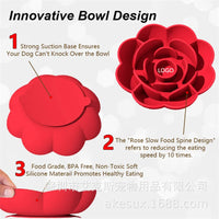 Pet Supplies Silicone Slow Food Bowl Rose Shape